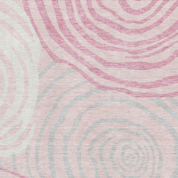 HomeRoots 9' X 12' Washable Abstract Area Rug in Pink, Gray & Ivory - Durable, Stain-Resistant with UV Protection 664217