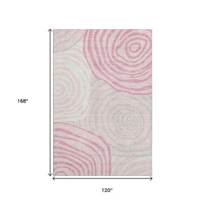 HomeRoots 10' X 14' Stylish Pink, Gray & Ivory Abstract Area Rug with UV Protection & Stain Resistance Features 664218