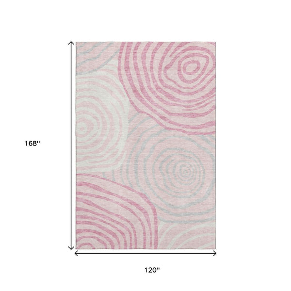 HomeRoots 10' X 14' Stylish Pink, Gray & Ivory Abstract Area Rug with UV Protection & Stain Resistance Features 664218