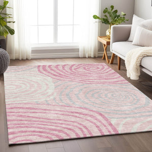 HomeRoots 10' X 14' Stylish Pink, Gray & Ivory Abstract Area Rug with UV Protection & Stain Resistance Features 664218