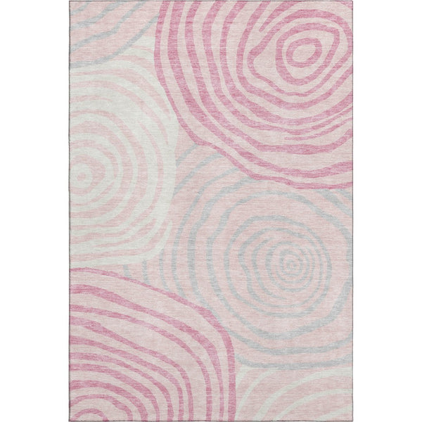 HomeRoots 10' X 14' Stylish Pink, Gray & Ivory Abstract Area Rug with UV Protection & Stain Resistance Features 664218