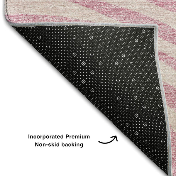 HomeRoots 10' X 14' Stylish Pink, Gray & Ivory Abstract Area Rug with UV Protection & Stain Resistance Features 664218