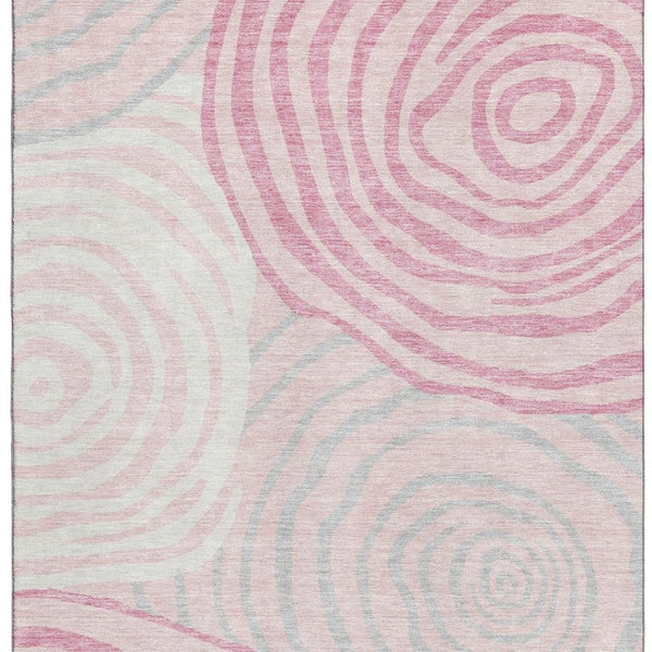 HomeRoots 10' X 14' Stylish Pink, Gray & Ivory Abstract Area Rug with UV Protection & Stain Resistance Features 664218