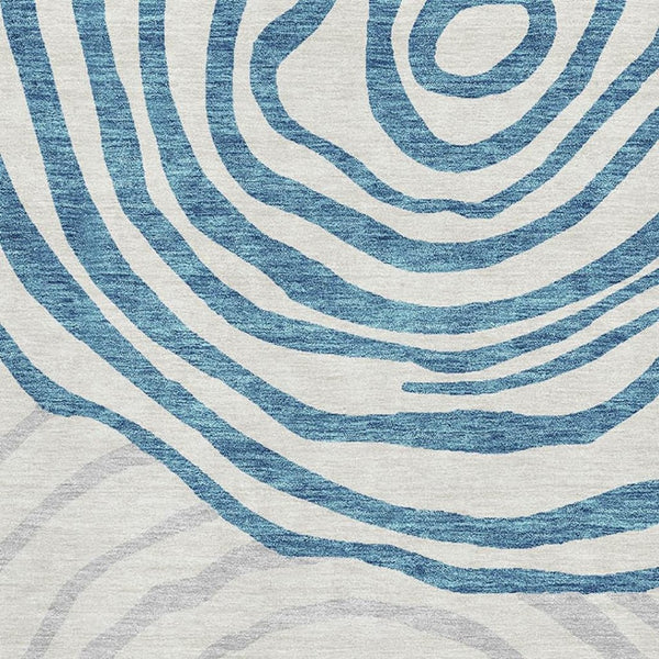HomeRoots 5' X 8' Teal Silver and Gray Abstract Area Rug - Washable, UV-Protected, Stylish & Durable Design 664226
