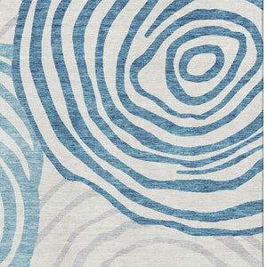 HomeRoots 5' X 8' Teal Silver and Gray Abstract Area Rug - Washable, UV-Protected, Stylish & Durable Design 664226