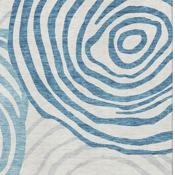 HomeRoots 5' X 8' Teal Silver and Gray Abstract Area Rug - Washable, UV-Protected, Stylish & Durable Design 664226