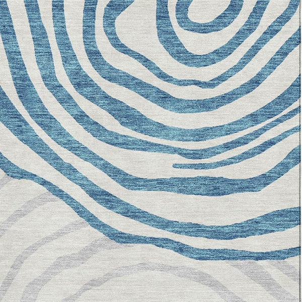 HomeRoots 8' X 10' Teal, Silver & Gray Abstract Washable Area Rug - UV Protected, Stain Resistant, Modern Elegance 664228