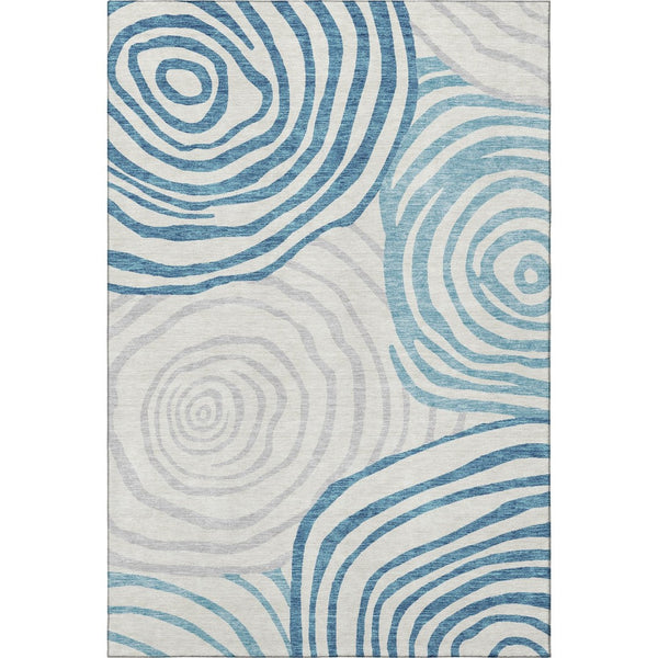 HomeRoots 10' X 14' Teal Silver Gray Abstract Area Rug - Washable, UV-Protected, Durable for High Traffic Spaces 664230