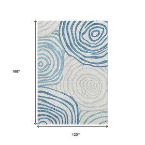 HomeRoots 10' X 14' Teal Silver Gray Abstract Area Rug - Washable, UV-Protected, Durable for High Traffic Spaces 664230