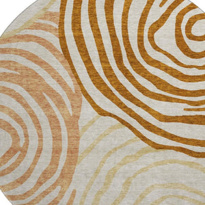 HomeRoots 8' Terra Cotta Beige Gold Abstract Round Rug – Washable, UV-Protected, Stain-Resistant Beauty! 664233