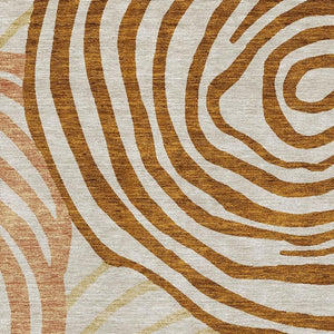 HomeRoots 8' X 10' Terra Cotta Beige & Gold Abstract Area Rug - Washable, UV-Protected, Pet-Friendly Decor 664234