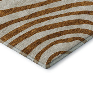 HomeRoots 9' X 12' Abstract Terra Cotta and Gold Washable Area Rug with UV Protection for Modern Homes 664235
