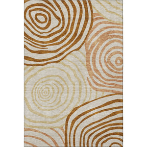 HomeRoots 9' X 12' Abstract Terra Cotta and Gold Washable Area Rug with UV Protection for Modern Homes 664235