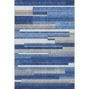 HomeRoots 8' X 10' Stylish Blue Gray & Ivory Striped Area Rug - Washable, UV Protected & Family-Friendly Design 664252