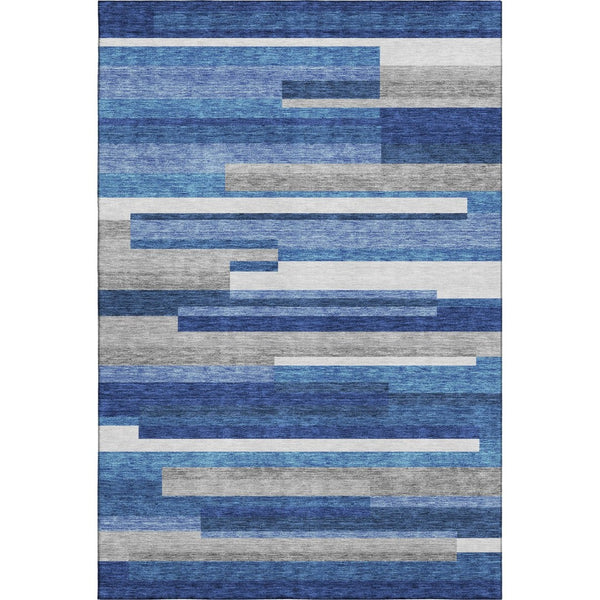 HomeRoots 10' Blue Gray & Ivory Striped Washable Area Rug - UV-Protected, Stain-Resistant, Durable Design for Homes 664254