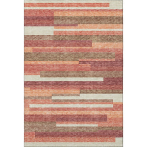 HomeRoots 9' Coral Taupe & Orange Striped Washable Area Rug - UV Protected, Durable & Stylish for Any Space 664277