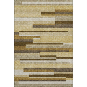 HomeRoots 10' Khaki Taupe & Gold Striped Area Rug - Oversized, Washable, UV Protected for Homes with Kids & Pets 664290