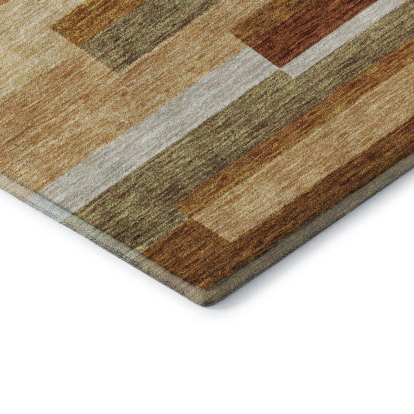 HomeRoots 5' X 8' Transitional Striped Area Rug in Rust, Ivory & Taupe - Washable, Durable & UV Protected 664298