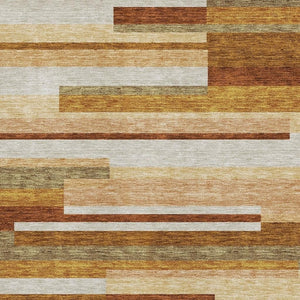 HomeRoots 5' X 8' Transitional Striped Area Rug in Rust, Ivory & Taupe - Washable, Durable & UV Protected 664298