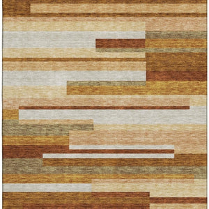 HomeRoots 5' X 8' Transitional Striped Area Rug in Rust, Ivory & Taupe - Washable, Durable & UV Protected 664298