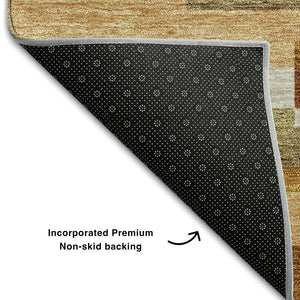HomeRoots 9' X 12' Rust Ivory Taupe Striped Area Rug – Durable, Washable, UV Protected, Easy Care for Homes 664301
