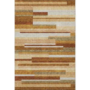 HomeRoots 9' X 12' Rust Ivory Taupe Striped Area Rug – Durable, Washable, UV Protected, Easy Care for Homes 664301