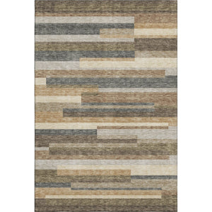 HomeRoots 10' X 14' Washable Taupe Gray & Silver Striped Area Rug - Stain Resistant, UV Protected, Easy Care! 664314