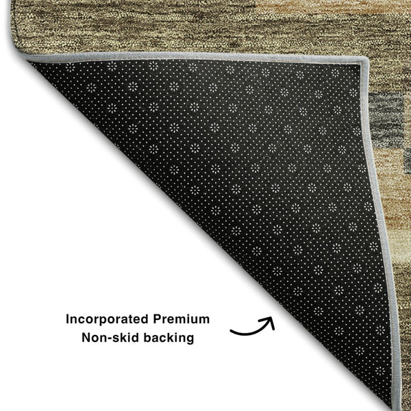 HomeRoots 10' X 14' Washable Taupe Gray & Silver Striped Area Rug - Stain Resistant, UV Protected, Easy Care! 664314