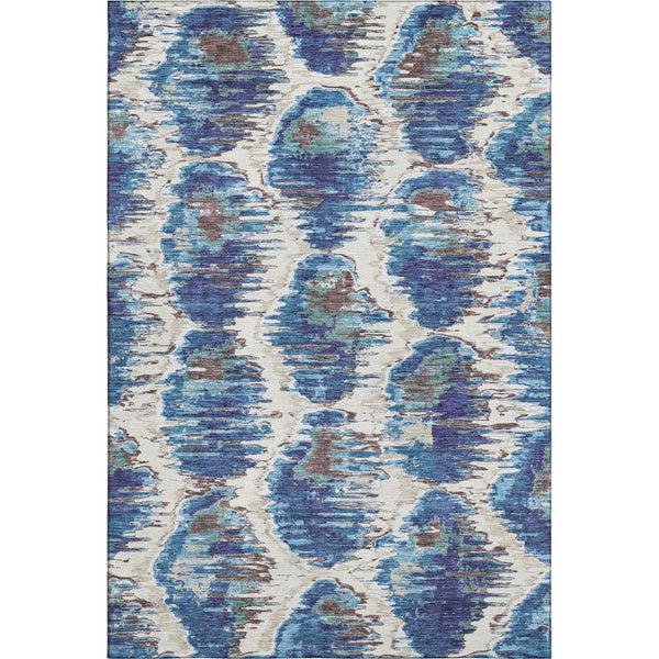 HomeRoots 10' Diamond Washable Area Rug in Blue, Brown & Ivory - UV Protected, Durable & Easy-Care Design 664332