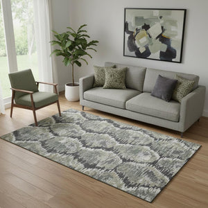 HomeRoots 5' X 8' Charcoal Ivory Gray Diamond Rug - Washable, UV Protected, Stylish & Durable for Any Home 664334