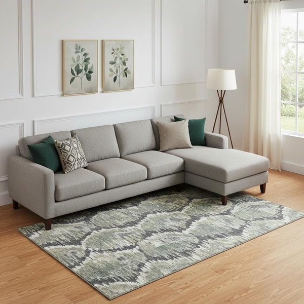 HomeRoots 8' X 10' Charcoal Ivory Gray Diamond Rug - Washable, UV-Protected, Soft, Durable for Any Space 664336