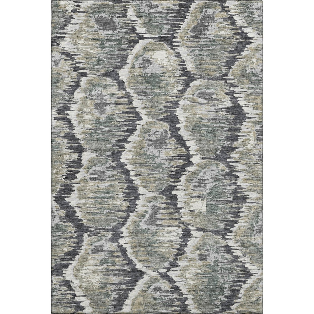 HomeRoots 9' X 12' Charcoal Ivory Gray Diamond Washable Area Rug – Durable & Stylish for Family Homes! 664337