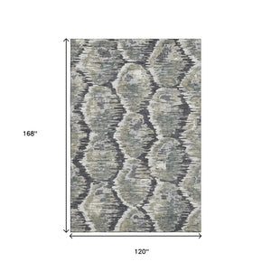 HomeRoots 10' Charcoal Ivory Gray Diamond Area Rug - Washable, UV Protected, Perfect for Active Homes! 664338