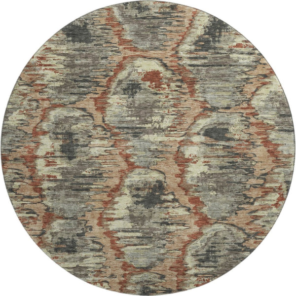 HomeRoots 8' Copper Gray and Beige Diamond Area Rug - Washable, UV Protected, Durable Comfort for All Spaces 664341