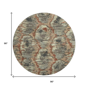 HomeRoots 8' Copper Gray and Beige Diamond Area Rug - Washable, UV Protected, Durable Comfort for All Spaces 664341