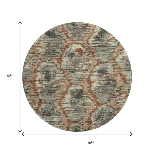 HomeRoots 8' Copper Gray and Beige Diamond Area Rug - Washable, UV Protected, Durable Comfort for All Spaces 664341