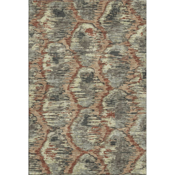 HomeRoots 9' X 12' Copper Gray and Beige Diamond Area Rug – Washable, UV-Protected, Stain-Resistant Design! 664343