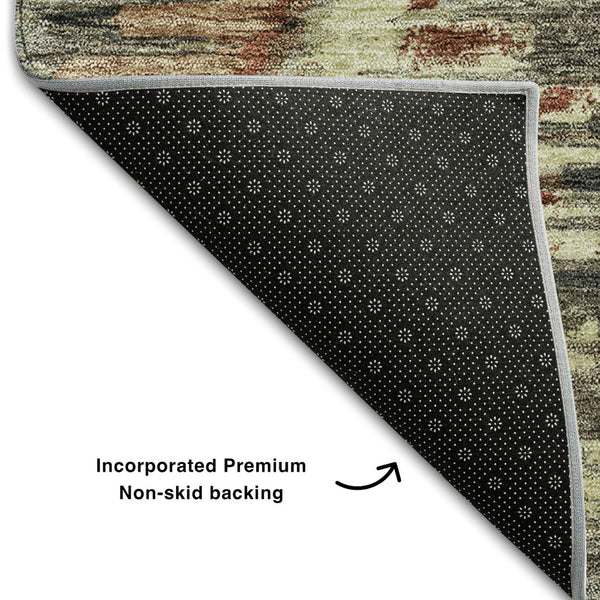 HomeRoots 9' X 12' Copper Gray and Beige Diamond Area Rug – Washable, UV-Protected, Stain-Resistant Design! 664343