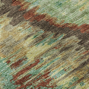 HomeRoots 9' X 12' Stylish Brown, Teal & Rust Diamond Area Rug - Washable, UV Protected, Perfect for Homes! 664349