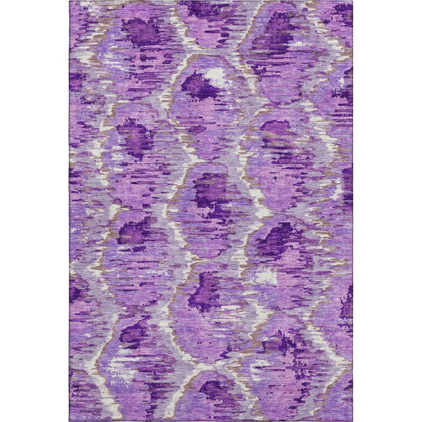 HomeRoots 5' X 8' Elegant Lavender Ivory Taupe Diamond Area Rug, Washable, UV Protected & Stain Resistant 664364