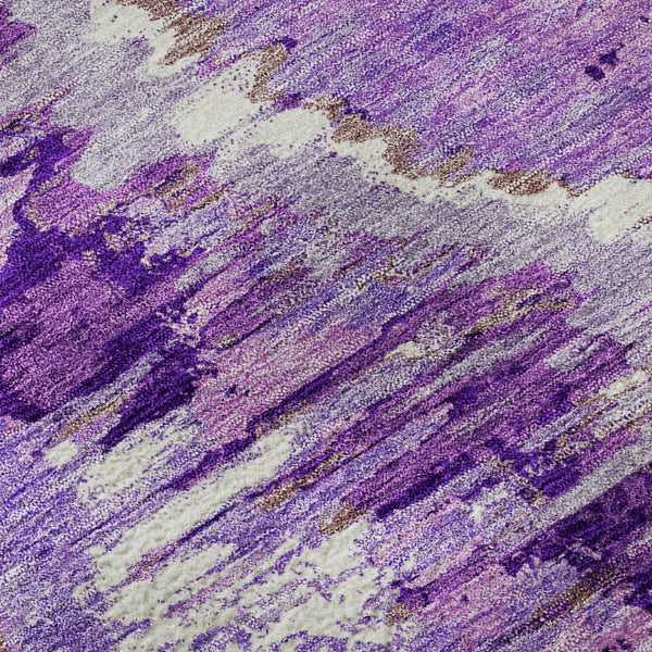 HomeRoots 5' X 8' Elegant Lavender Ivory Taupe Diamond Area Rug, Washable, UV Protected & Stain Resistant 664364