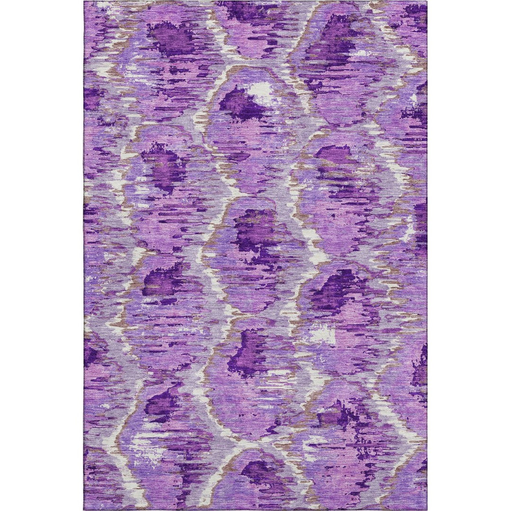 HomeRoots 9' X 12' Washable Lavender Ivory Taupe Diamond Area Rug - Durable, UV Protected & Stain Resistant! 664367