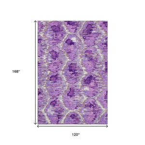 HomeRoots 10' X 14' Elegant Lavender, Ivory & Taupe Diamond Area Rug - Washable, UV Protected & Stain Resistant! 664368