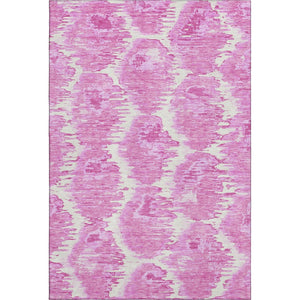 HomeRoots 5' X 8' Pink And Ivory Diamond Area Rug - Washable, Stain Resistant, UV Protected for Any Space! 664376