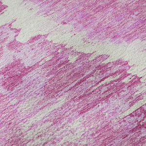 HomeRoots 8' X 10' Pink And Ivory Diamond Area Rug – Washable, UV Protected, Durable, Ideal for High Traffic Spaces 664378