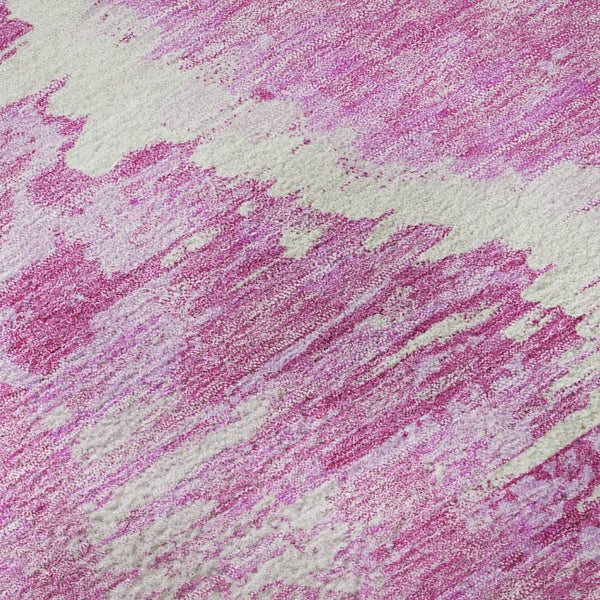 HomeRoots 8' X 10' Pink And Ivory Diamond Area Rug – Washable, UV Protected, Durable, Ideal for High Traffic Spaces 664378