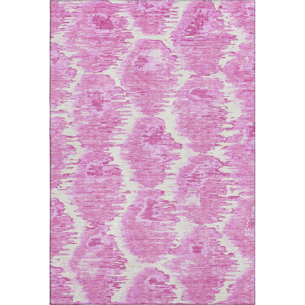 HomeRoots 10' Pink and Ivory Diamond Area Rug – Washable, UV-Protected, Stain-Resistant for High-Traffic Areas 664380