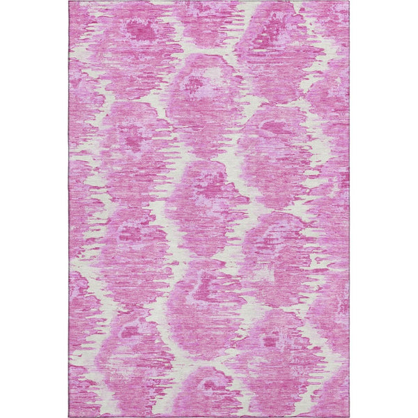 HomeRoots 10' Pink and Ivory Diamond Area Rug – Washable, UV-Protected, Stain-Resistant for High-Traffic Areas 664380