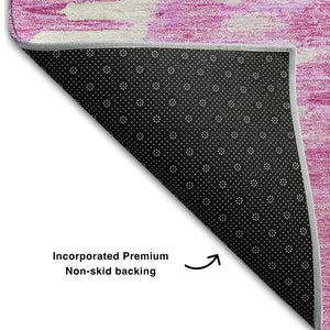 HomeRoots 10' Pink and Ivory Diamond Area Rug – Washable, UV-Protected, Stain-Resistant for High-Traffic Areas 664380
