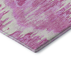 HomeRoots 10' Pink and Ivory Diamond Area Rug – Washable, UV-Protected, Stain-Resistant for High-Traffic Areas 664380
